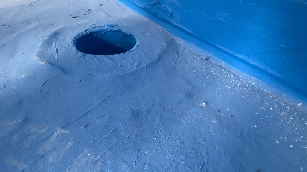 Puddle flange set above the finished floor level, found during a waterproofing inspection in Gilead